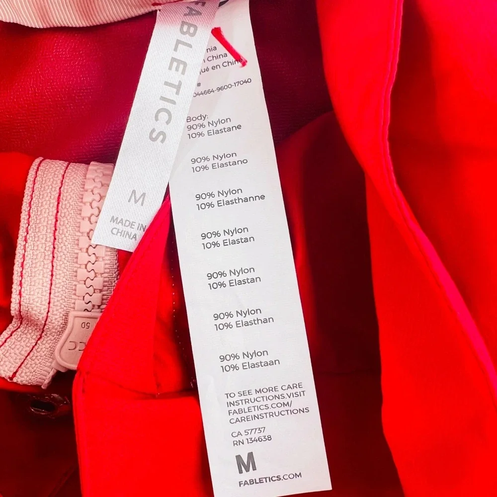 Fabletics Women's size Medium Red Full Zip Utility Jacket‎ Mid Length